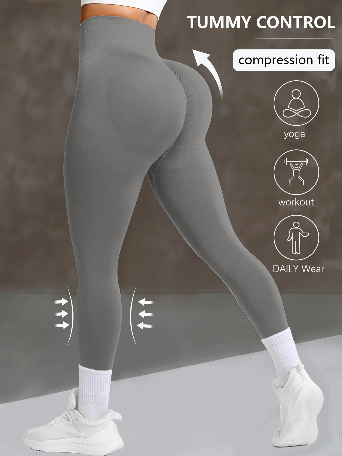 CZGUKE Seamless Women's High Waist Yoga Pants Tight Waist Hip Lifting Elastic Tight Solid Color Wide Waist Sports leggings