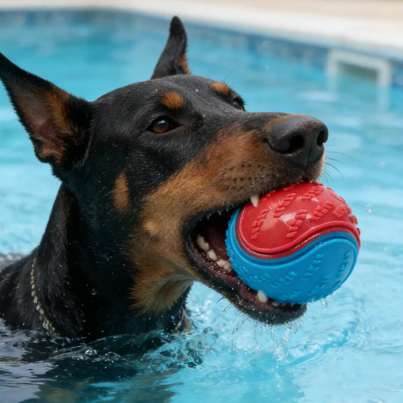 Dog Play Toy Rubber Glow Ball Indestructible Pet Supplie Train Tooth Chew Large Safe Small Dog Squeak Touch Water Toys Resistant