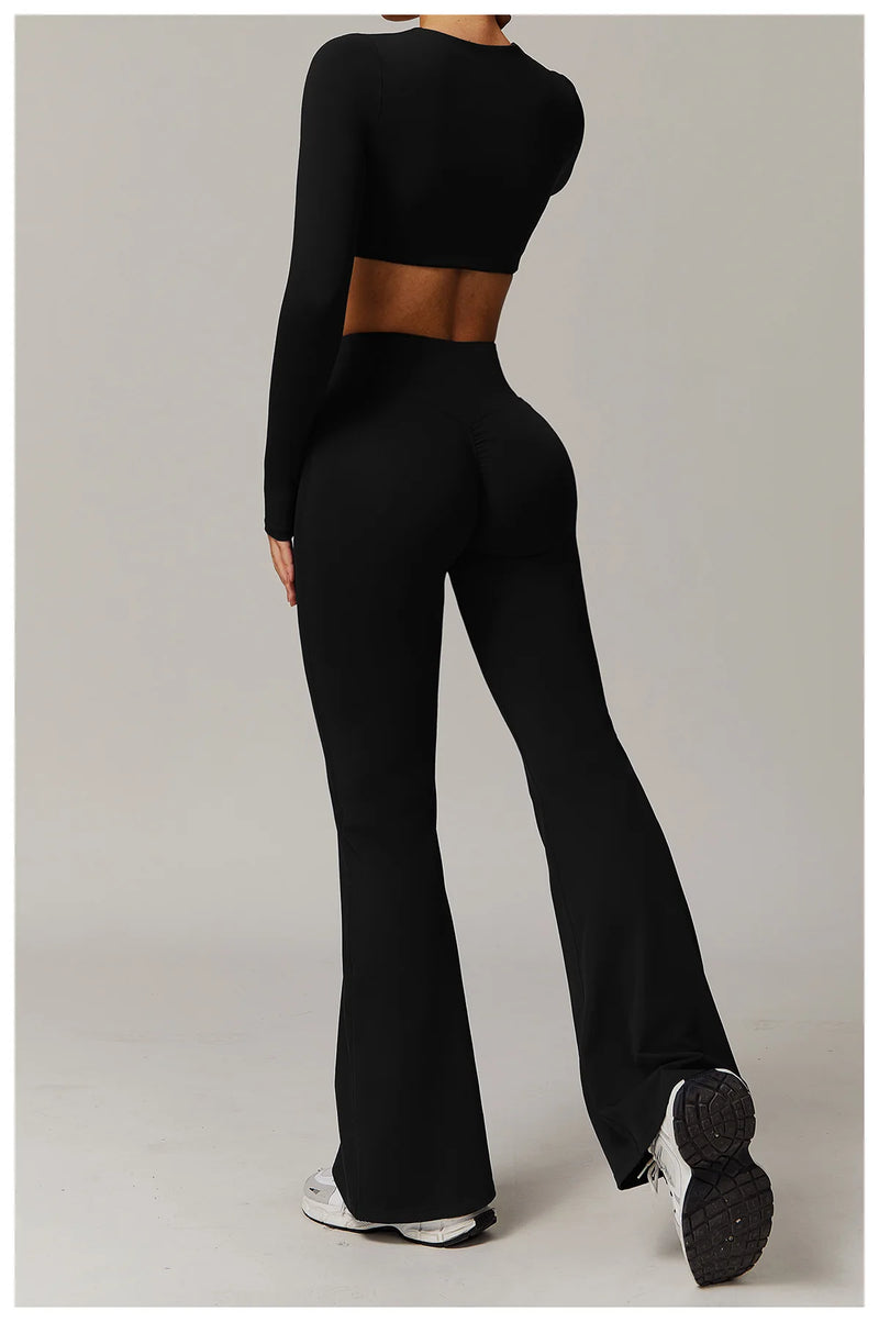 High Waist Wide Leg Pants Leggings Women Tights Fitness Bell-bottoms Yoga Elastic Leggings Push Up Gym Workout Flared Pants