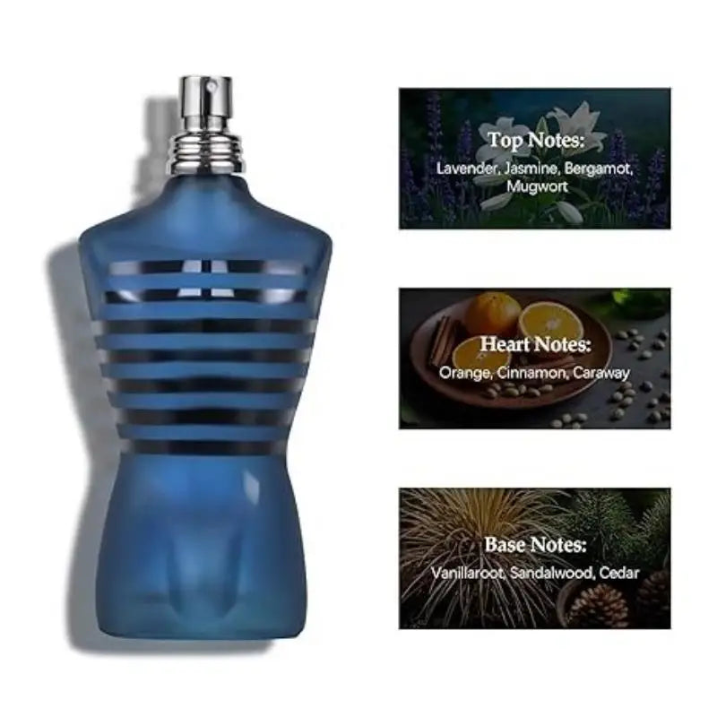 Luxury Men Perfume 100ml Long Lasting Sailor Torso Body Bottle EDP Spray Fresh Mint Lavender Vanilla Cologne for Marine Sport Daily Dating Gift