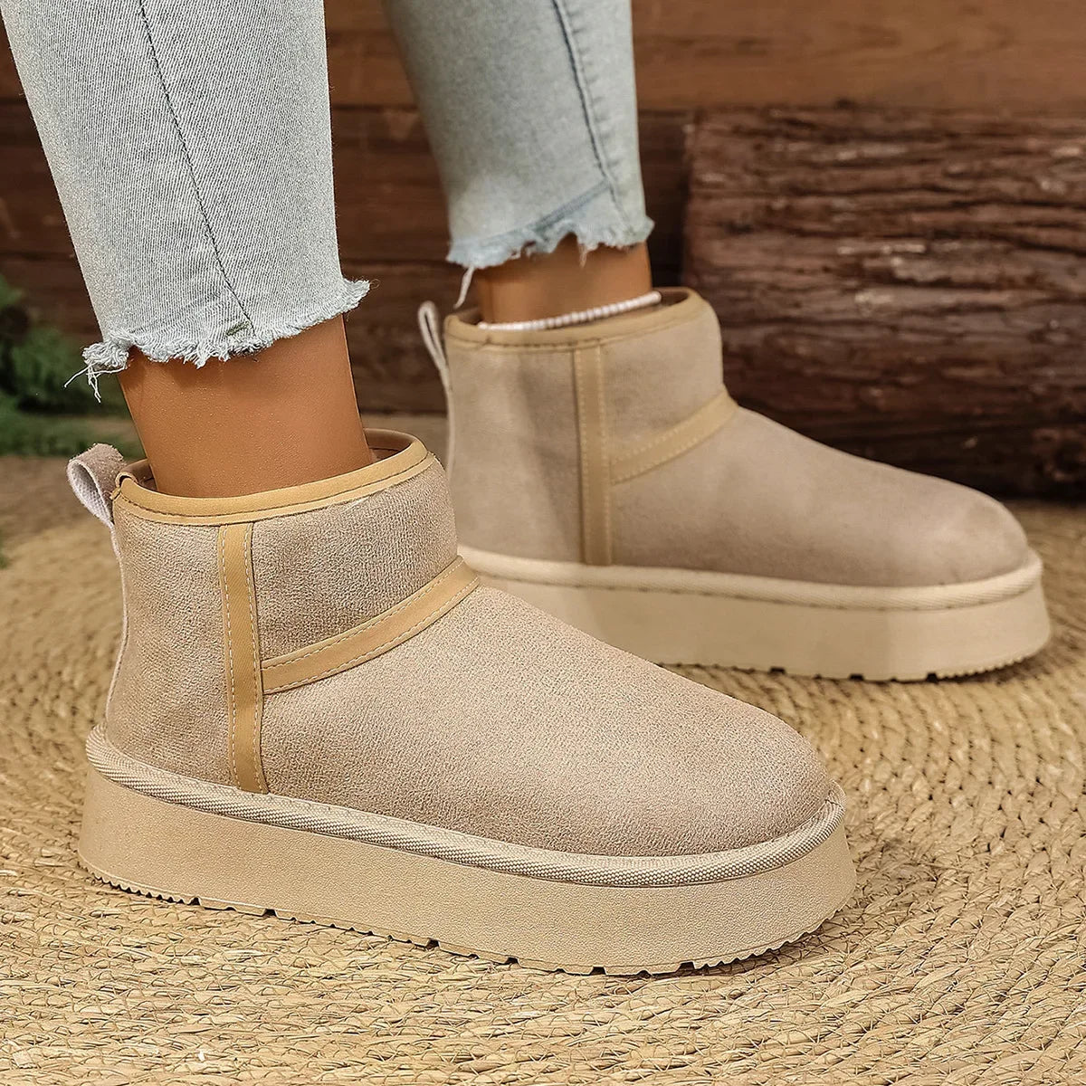 Thick Bottom Snow Boots Women's Winter Fleece Lined Warm Cotton Shoes Anti-Slip Cotton Boots New 2025 Northeast Style