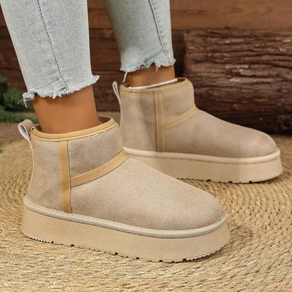 Thick Bottom Snow Boots Women's Winter Fleece Lined Warm Cotton Shoes Anti-Slip Cotton Boots New 2025 Northeast Style