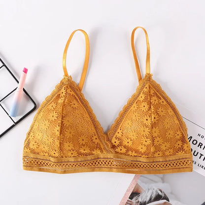 Sexy Floral Lace Bra Top For Women Push Up Female Lingerie breathable Bralette Removable Pad Thin Fashion New Wireless Bras