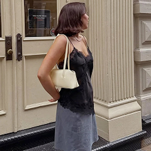 HXAO Lace Asymmetrical Top Women Tanks & Camis Summer 2025 Black Slip Sleeveless Top  Ladies y2k Backless Off Shoulder Camisole