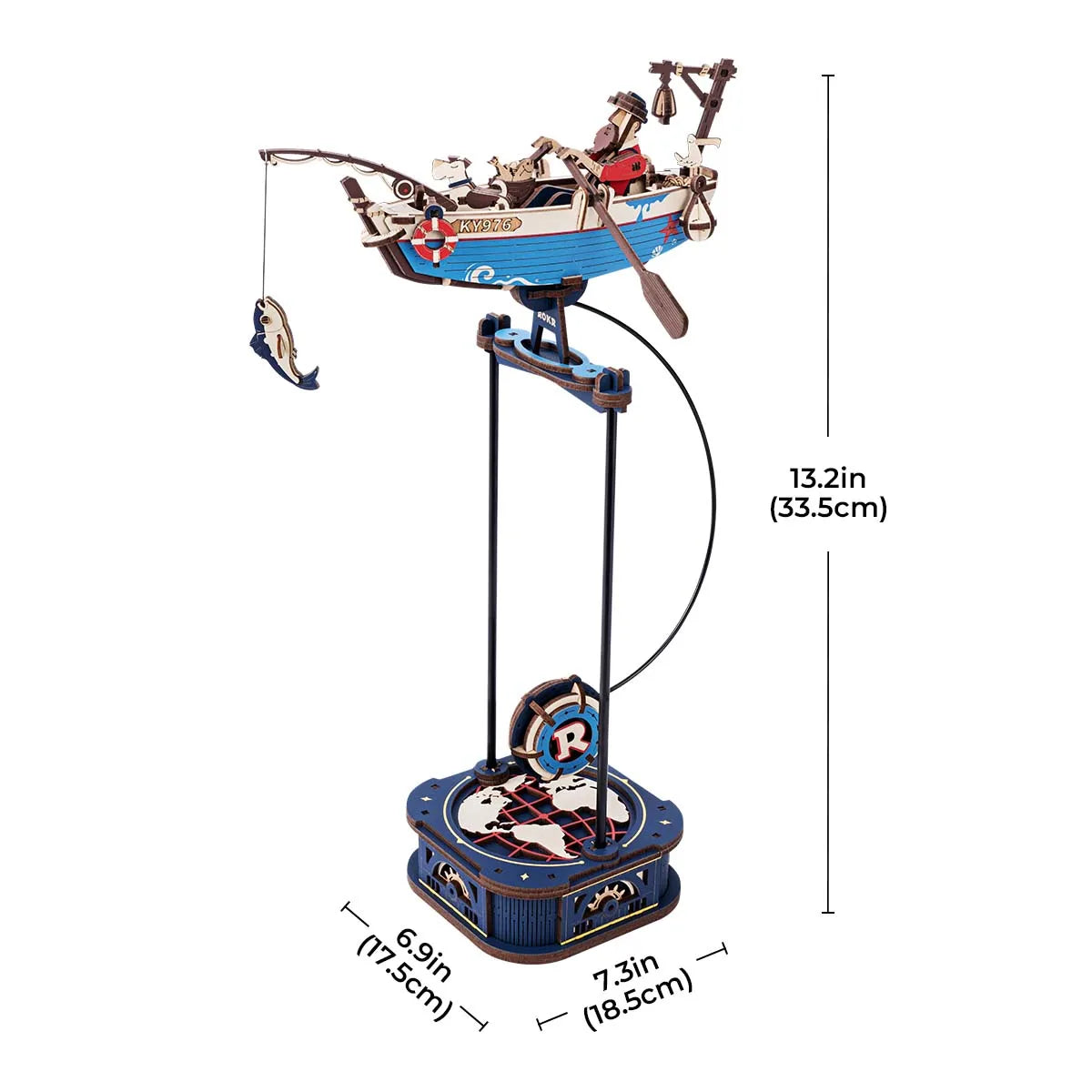 Robotime Gravity Swing Model Building Kit 3D Wooden Puzzle kit Sky Captain kit Ocean Fisher kit Best Gifts for Adults Teens