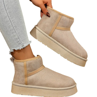 Thick Bottom Snow Boots Women's Winter Fleece Lined Warm Cotton Shoes Anti-Slip Cotton Boots New 2025 Northeast Style