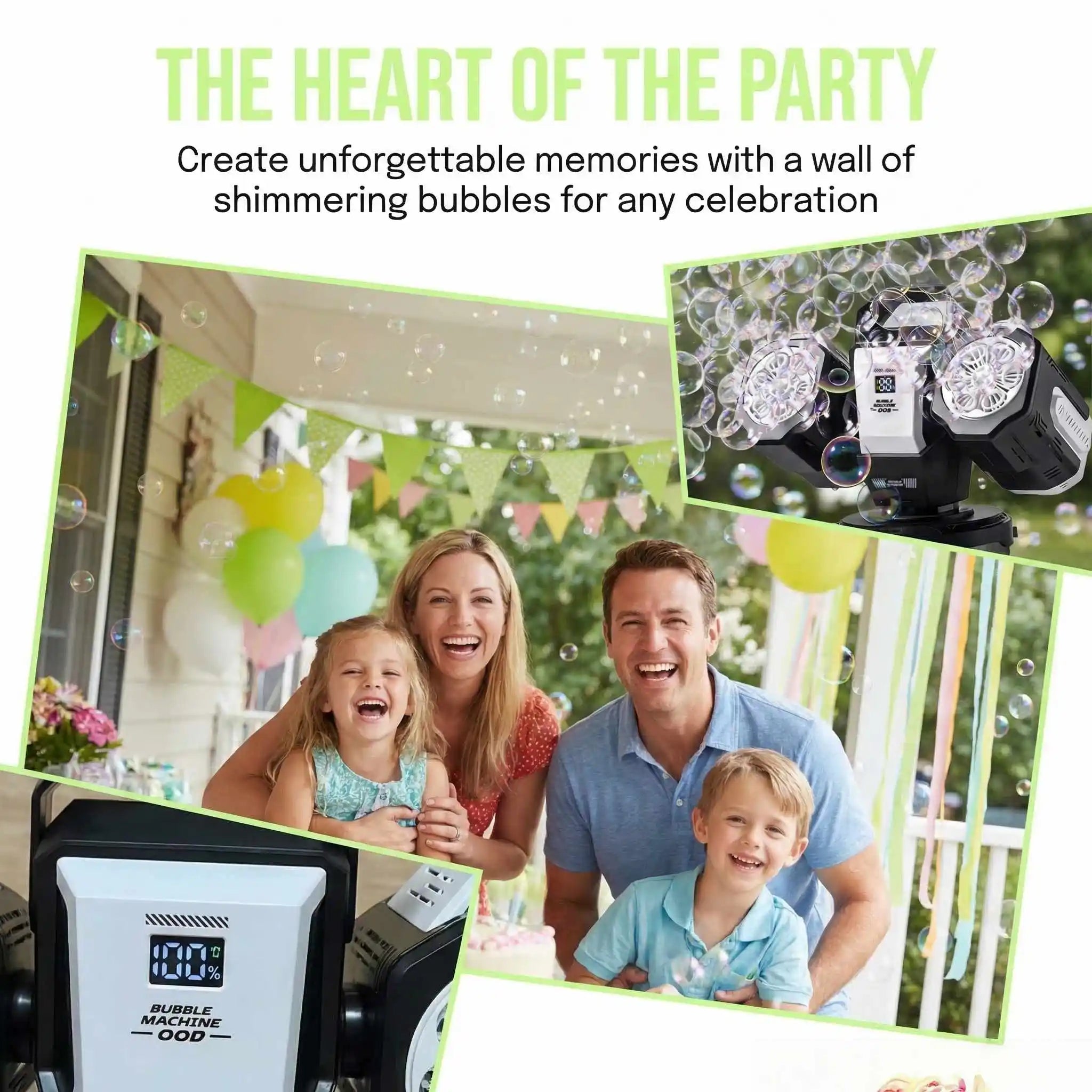 2026 Rechargeable RGB Bubble Machine, 30000 Bubbles/Min, 360° Auto Rotation, Type-C & Remote Control. Great for Weddings, Kids Parties & Outdoor Activities