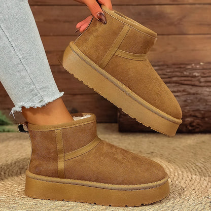 Thick Bottom Snow Boots Women's Winter Fleece Lined Warm Cotton Shoes Anti-Slip Cotton Boots New 2025 Northeast Style
