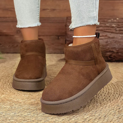 Thick Bottom Snow Boots Women's Winter Fleece Lined Warm Cotton Shoes Anti-Slip Cotton Boots New 2025 Northeast Style