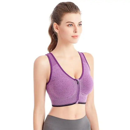 Front Zipper High Stretch Breathable Sports Bra Top Fitness Women Shockproof Sport Bra for Running Yoga Gym Seamless Crop Bra