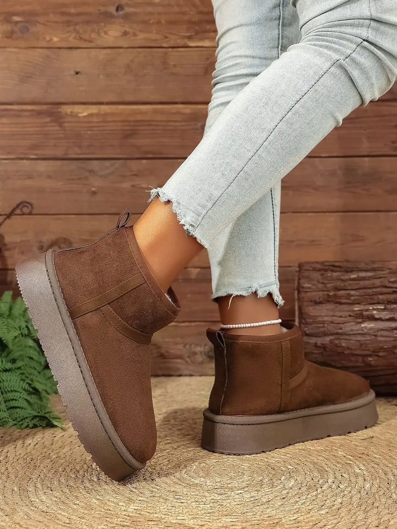 Thick Bottom Snow Boots Women's Winter Fleece Lined Warm Cotton Shoes Anti-Slip Cotton Boots New 2025 Northeast Style