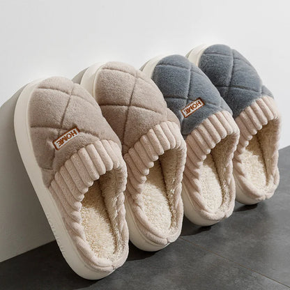Women's Casual Home Slippers Soft Bottom Plush Slippers Anti-slip Thermal Slippers Indoor Winter Men's Fashion Casual Flats Slip