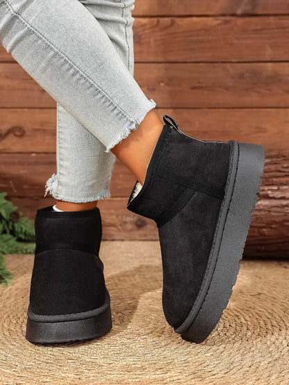 Thick Bottom Snow Boots Women's Winter Fleece Lined Warm Cotton Shoes Anti-Slip Cotton Boots New 2025 Northeast Style