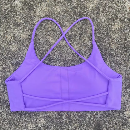 Sexy Soft Fitness Sport Bra Spaghetti Strap Cross Back Hollow Women Top Tight Gym Yoga underwear Athletic Workout With Chest Pad