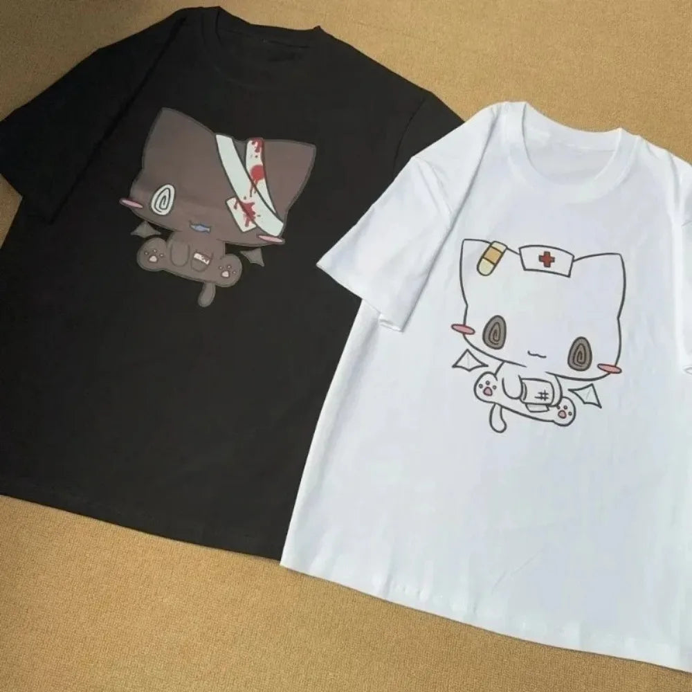 Women Men T Shirts Cartoon Printed Funny Couple Sweet Short Sleeve O Neck Loose Y2k Harajuku Tops Female Casual Tshirt