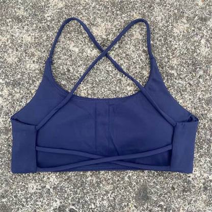 Sexy Soft Fitness Sport Bra Spaghetti Strap Cross Back Hollow Women Top Tight Gym Yoga underwear Athletic Workout With Chest Pad