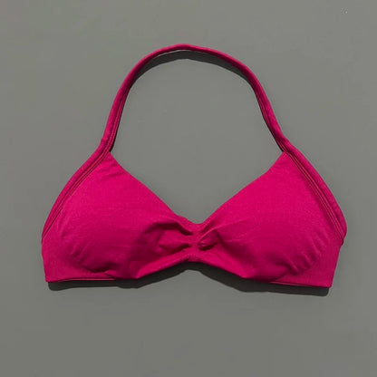 HISTELLO Impact Strappy Bra Gym Top Women High Support Thin Strap Halter Sports Seamless Bras Scrunch Push-up Workout Yoga Tanks