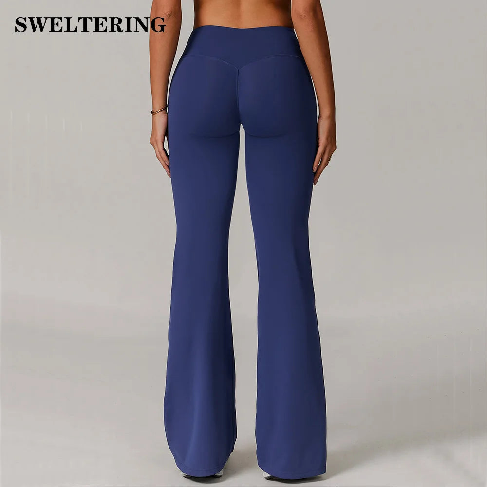 High Waist Wide Leg Pants Leggings Women Tights Fitness Bell-bottoms Yoga Elastic Leggings Push Up Gym Workout Flared Pants