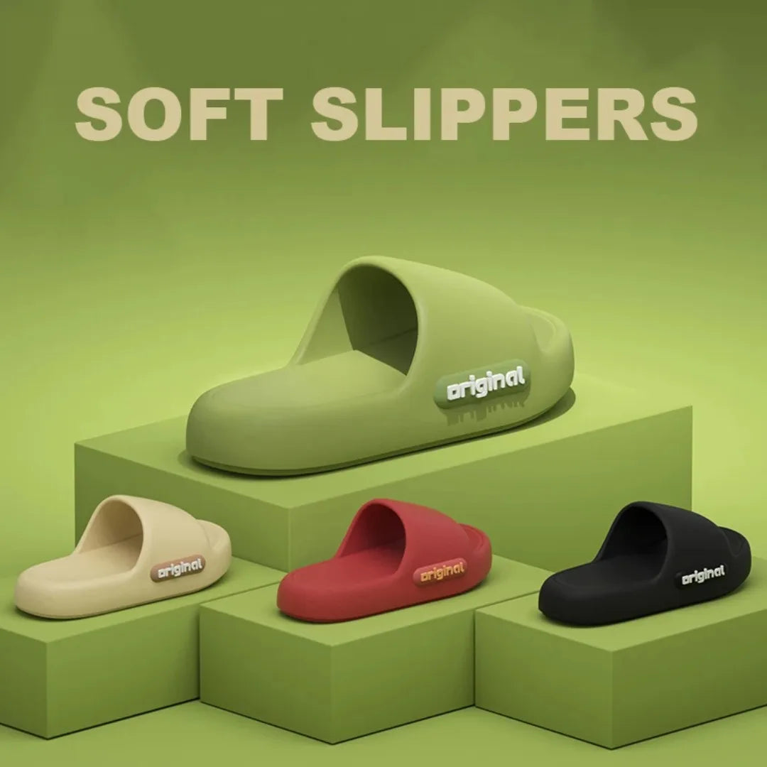 2025 Summer Platform Cloud Slippers Women Comfy Solid Color Soft Sole EVA Pillow Slides Woman Couple Non Slip Beach Flip Flops