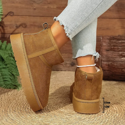 Thick Bottom Snow Boots Women's Winter Fleece Lined Warm Cotton Shoes Anti-Slip Cotton Boots New 2025 Northeast Style