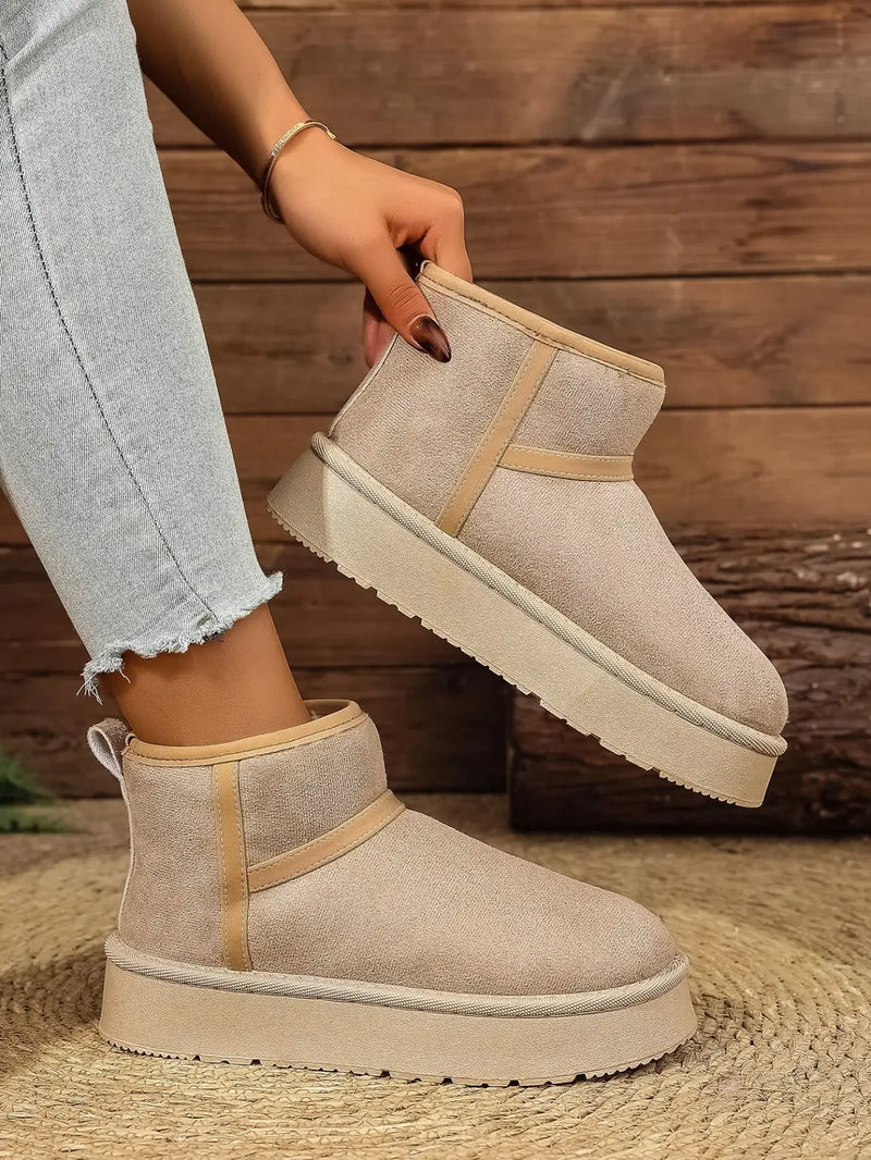 Thick Bottom Snow Boots Women's Winter Fleece Lined Warm Cotton Shoes Anti-Slip Cotton Boots New 2025 Northeast Style