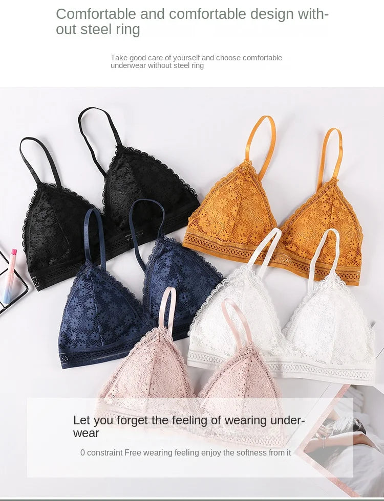 Sexy Floral Lace Bra Top For Women Push Up Female Lingerie breathable Bralette Removable Pad Thin Fashion New Wireless Bras