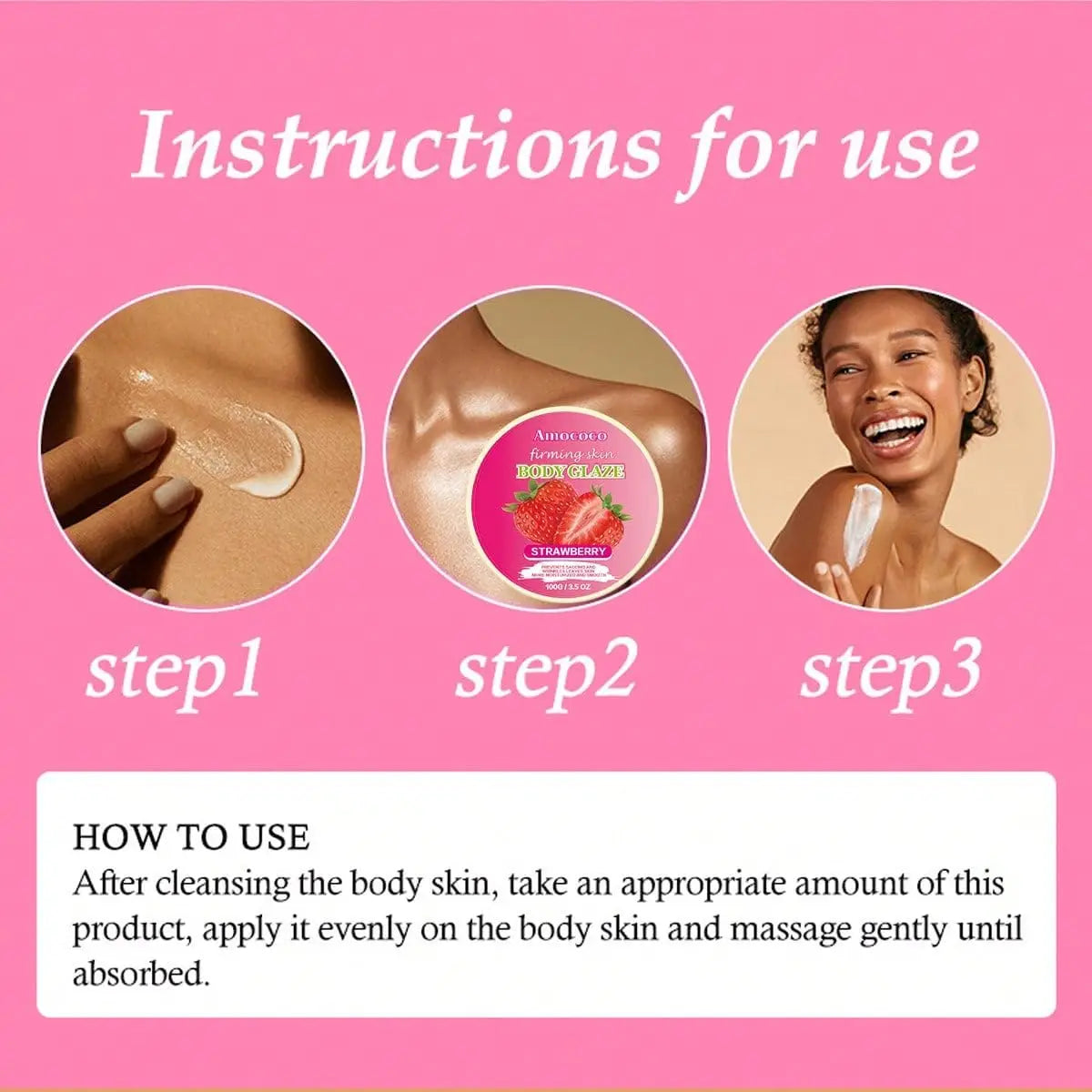 Strawberry Body Glaze Firming Skin Body Cream100g Moisturizing Body Butter  Body Lotion Smooth Fine Lines Anti Dry Rough Skin Luminous Soft  Non Greasy Strawberry Scent For All Skin Daily Skin Care