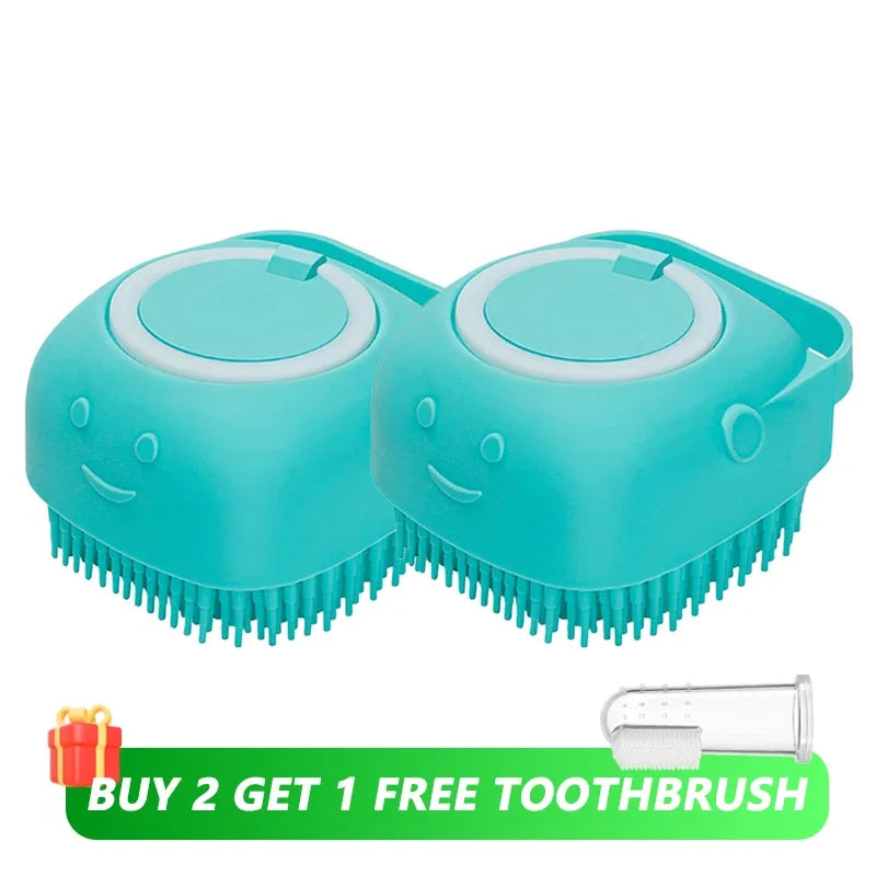 Dog Bath Brush Silicone Pet Shampoo Brush Soap Dog Scrubber Cat Massage Grooming Wash Comb Soft Rubber Puppy Clean Brush. FREE SHIPPING