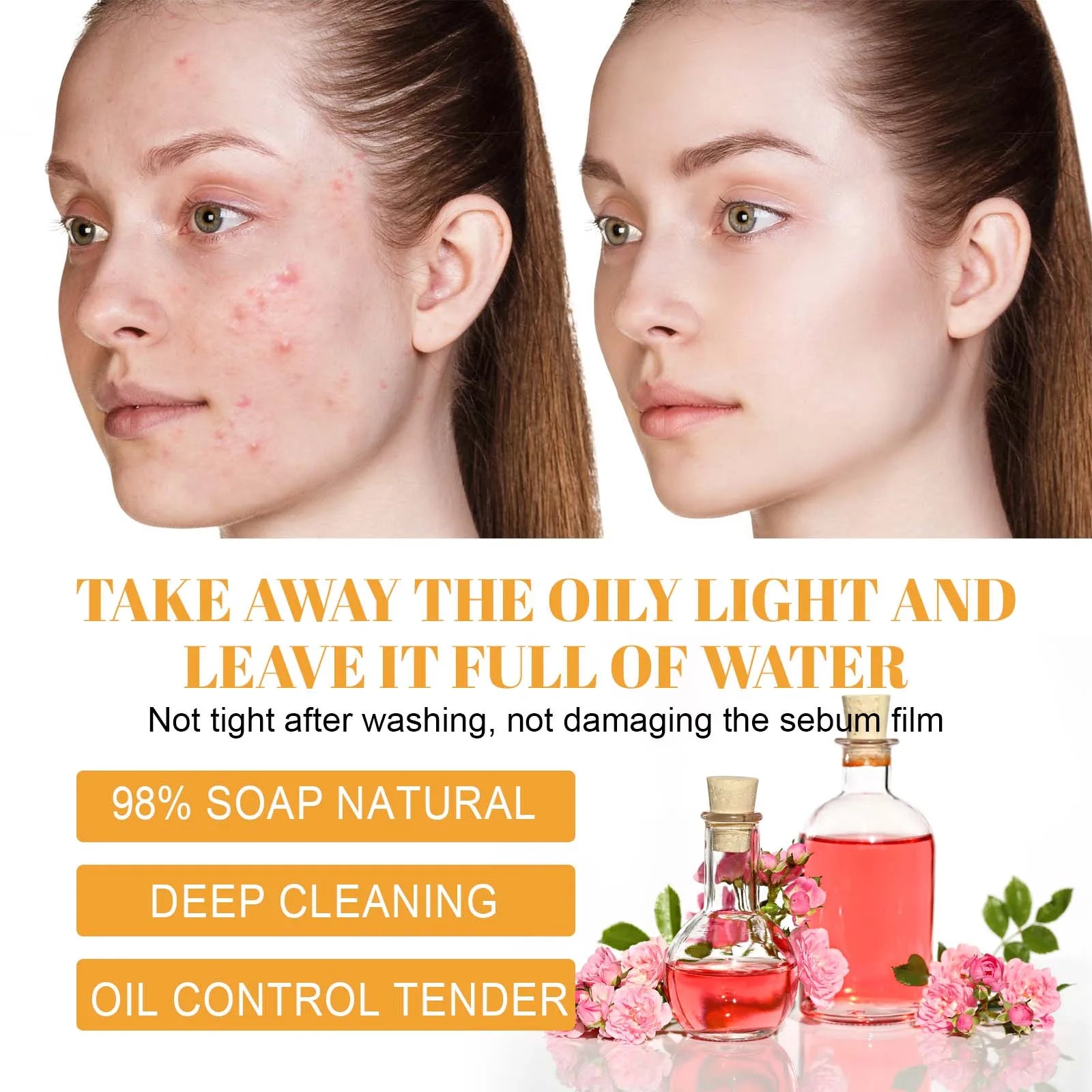 Turmeric&Kojic Acid Cleanser with Rose Hydrosol for Effective Soothing&ydration,Brightens the Complexion&Evens Out Skin Texture.
