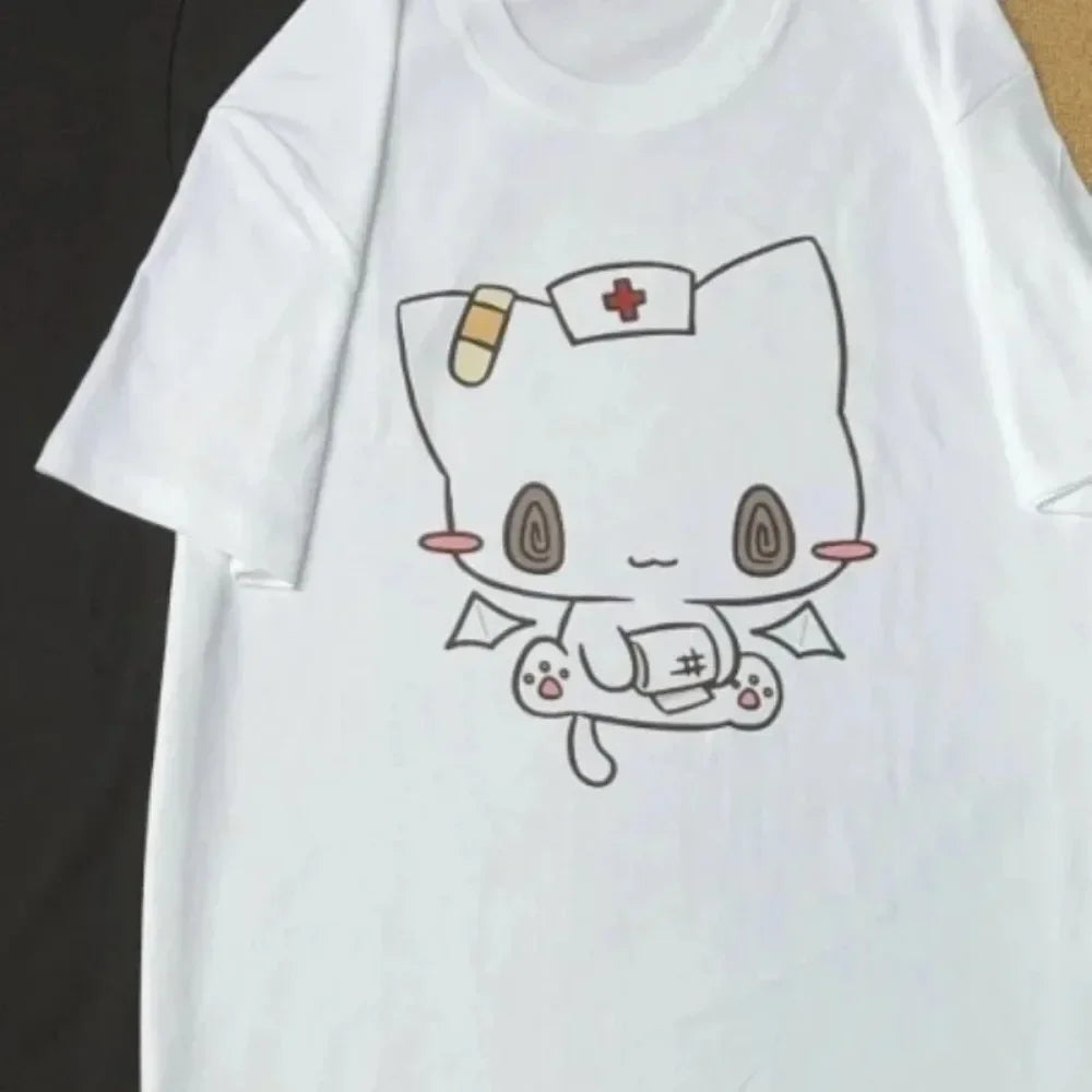 Women Men T Shirts Cartoon Printed Funny Couple Sweet Short Sleeve O Neck Loose Y2k Harajuku Tops Female Casual Tshirt