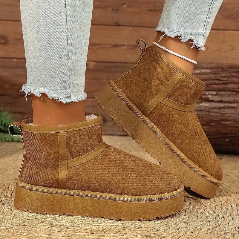 Thick Bottom Snow Boots Women's Winter Fleece Lined Warm Cotton Shoes Anti-Slip Cotton Boots New 2025 Northeast Style