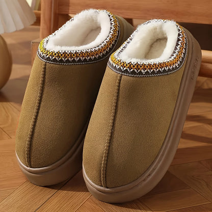 Women's Comfort Lined Slippers Soft Sole Winter Warm Indoor Outdoor Shoes Elegant Couple Slippers