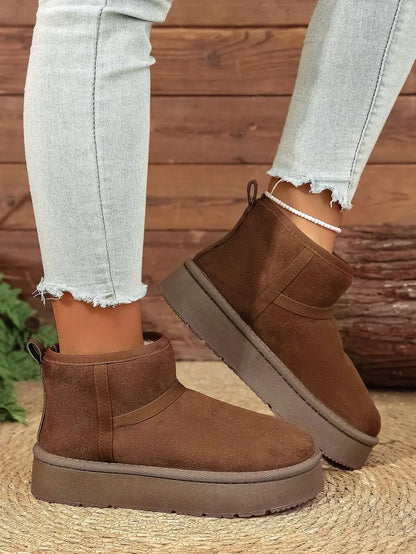 Thick Bottom Snow Boots Women's Winter Fleece Lined Warm Cotton Shoes Anti-Slip Cotton Boots New 2025 Northeast Style