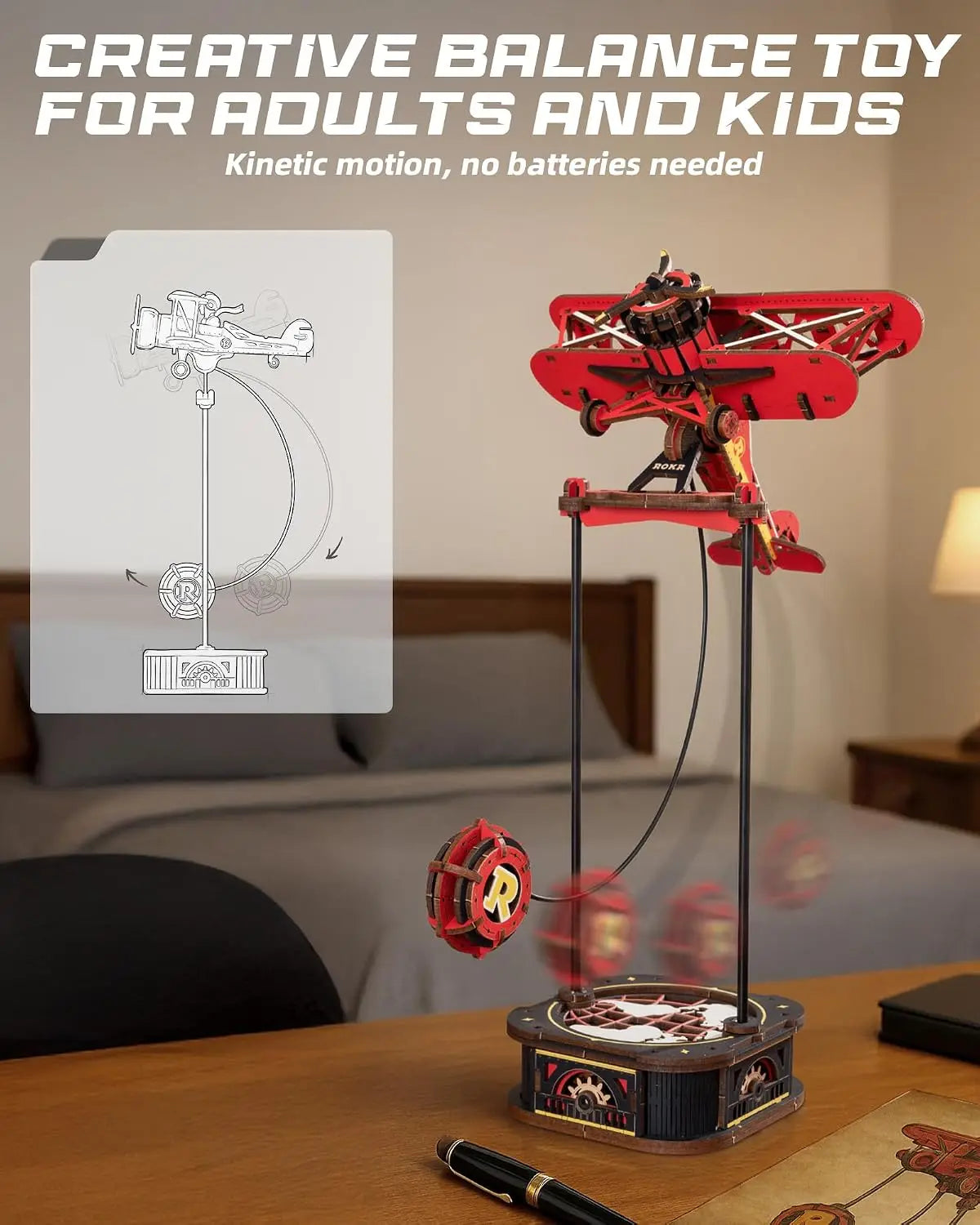 Robotime Gravity Swing Model Building Kit 3D Wooden Puzzle kit Sky Captain kit Ocean Fisher kit Best Gifts for Adults Teens