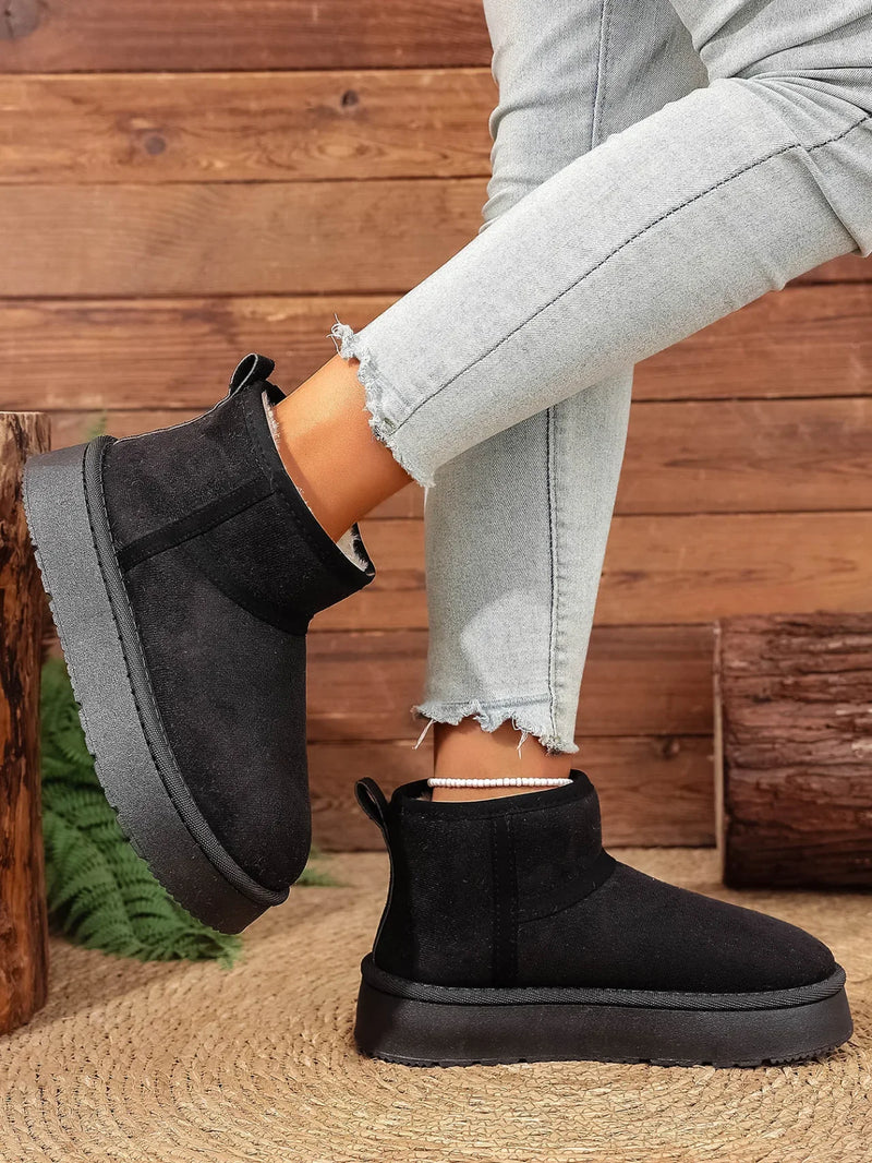 Thick Bottom Snow Boots Women's Winter Fleece Lined Warm Cotton Shoes Anti-Slip Cotton Boots New 2025 Northeast Style