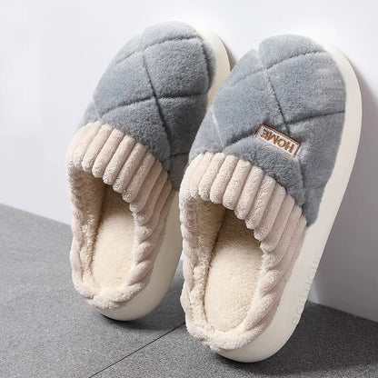Women's Casual Home Slippers Soft Bottom Plush Slippers Anti-slip Thermal Slippers Indoor Winter Men's Fashion Casual Flats Slip