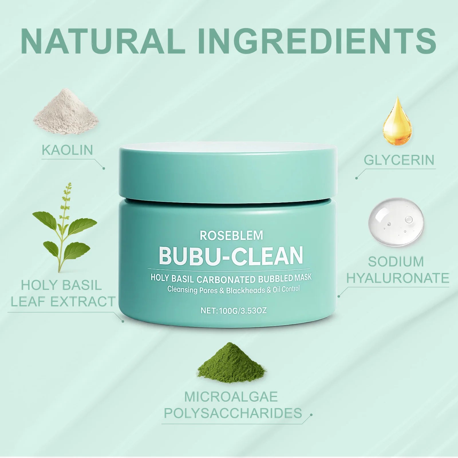Basil Carbonated Bubble Mask 100g Deep cleansing, Cleans Pores, Removes Blackheads, Controls Oil Suitable For All Skin Types