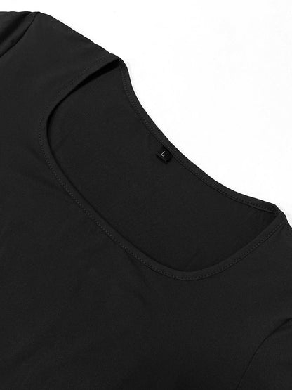 Women's Solid Long Sleeve Bodycon Dress, Chic Basic Minimalist Causual Fashion Scoop Neck Long Dress, Womenswear