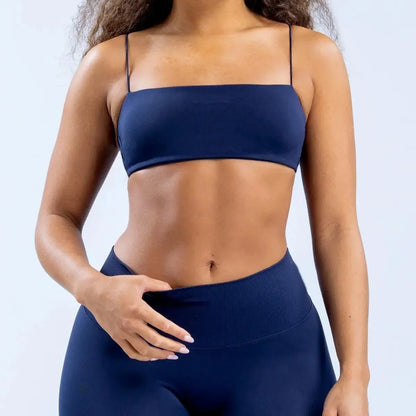 Strap Women Seamless Strappy Back Yoga Bra Medium Support Gym Crop Top Padded Sports Bra Fitness Top Wrap The Chest