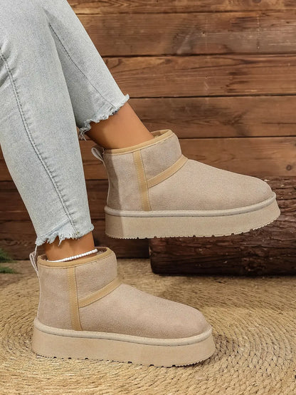 Thick Bottom Snow Boots Women's Winter Fleece Lined Warm Cotton Shoes Anti-Slip Cotton Boots New 2025 Northeast Style