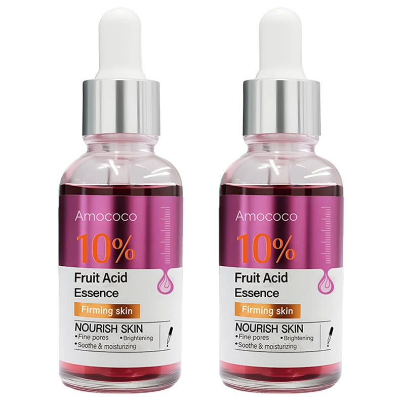 Amococo 2pcs Facial Serum Ceramide Essence 5% Fruit Acid Essence 10% Face Moisturizer Serum with Hyaluronic Acid Hydrating Brightening Skin Care Essence Lightweight Daily Skincare for Women Men 30ml