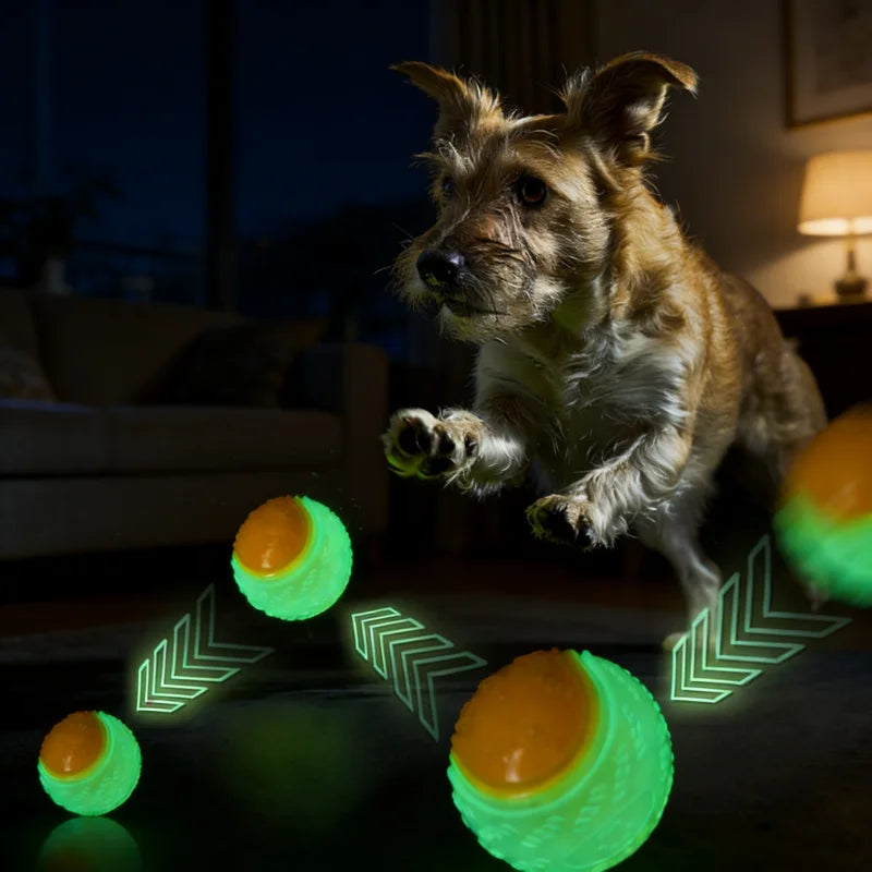 Dog Play Toy Rubber Glow Ball Indestructible Pet Supplie Train Tooth Chew Large Safe Small Dog Squeak Touch Water Toys Resistant