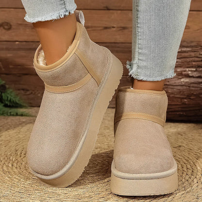 Thick Bottom Snow Boots Women's Winter Fleece Lined Warm Cotton Shoes Anti-Slip Cotton Boots New 2025 Northeast Style