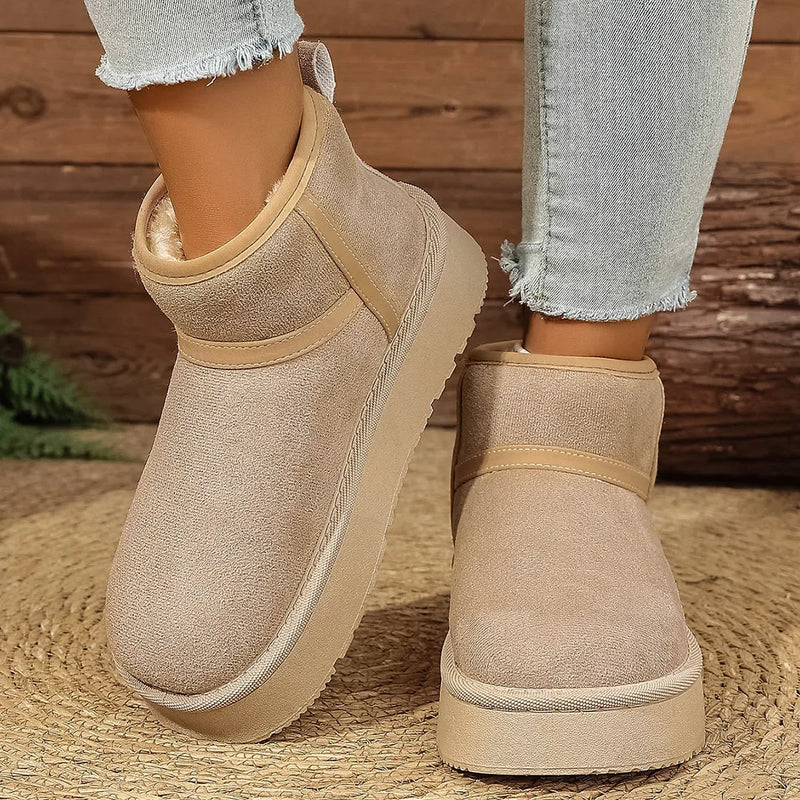 Thick Bottom Snow Boots Women's Winter Fleece Lined Warm Cotton Shoes Anti-Slip Cotton Boots New 2025 Northeast Style