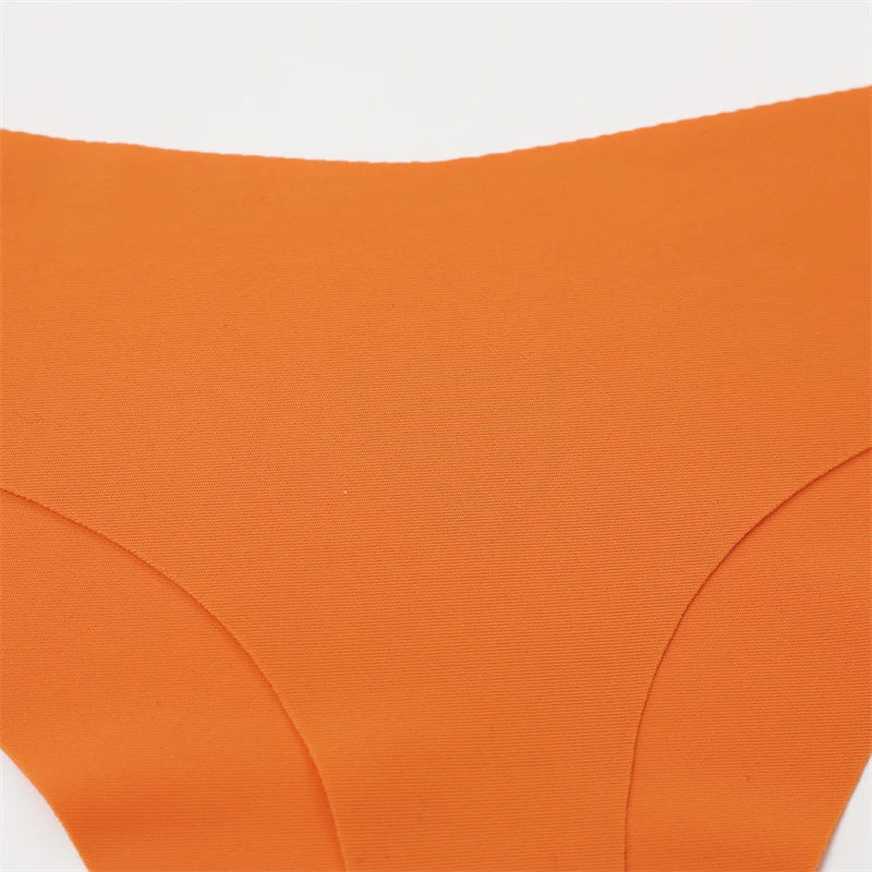 5Pcs Ice Silk Seamless Thongs Women's V-Waist Solid Color Panties Sexy Breathable Low Rise Underwear Invisible Bikini Lingerie