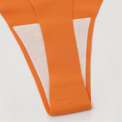 5Pcs Ice Silk Seamless Thongs Women's V-Waist Solid Color Panties Sexy Breathable Low Rise Underwear Invisible Bikini Lingerie