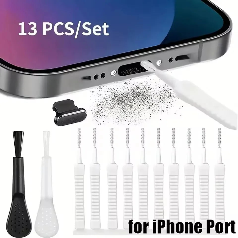 Mobile Phone Speaker Charging Port Cleaning Set Dust Plug for iPhone 16 15 14 Earphones Clean Kit Brush for Samsung