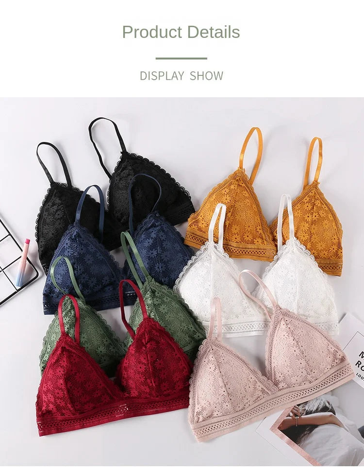 Sexy Floral Lace Bra Top For Women Push Up Female Lingerie breathable Bralette Removable Pad Thin Fashion New Wireless Bras