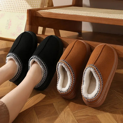 New Fashion Fluffy Platform Slippers for Women 2025 Winter Plush Warm Cotton Shoes Woman Comfort Non Slip Unisex Home Slippers