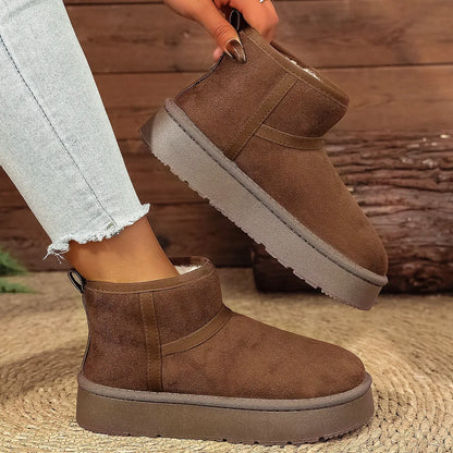 Thick Bottom Snow Boots Women's Winter Fleece Lined Warm Cotton Shoes Anti-Slip Cotton Boots New 2025 Northeast Style